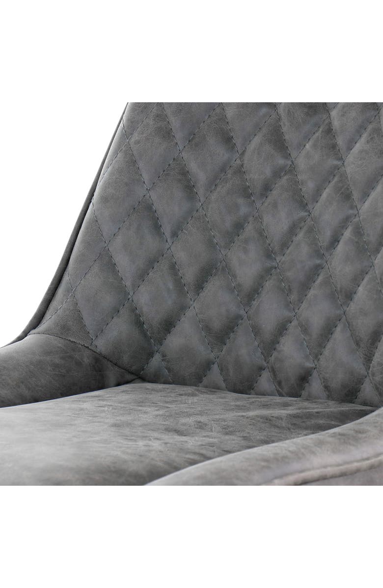 Elama 2 Piece Vintage Faux Leather Tufted Chair with Metal Legs, Alternate, color, Gray