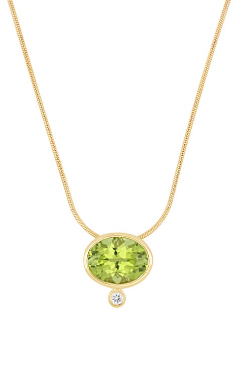 Iris 18K Yellow Gold Peridot & Diamond Pendant Necklace