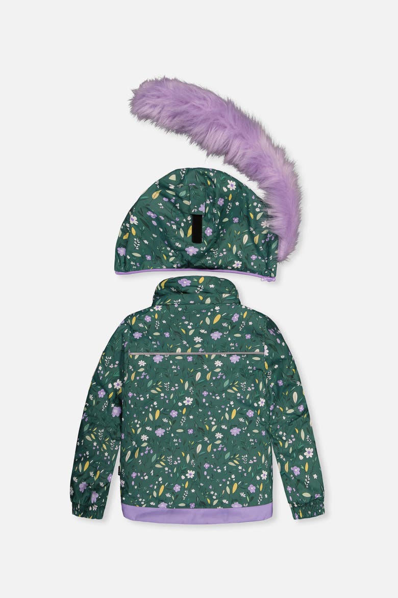 Mini Flower Play Jacket & Reinforced Pants Two Piece Snowsuit, Alternate, color, Green Printed Mini-Flowers