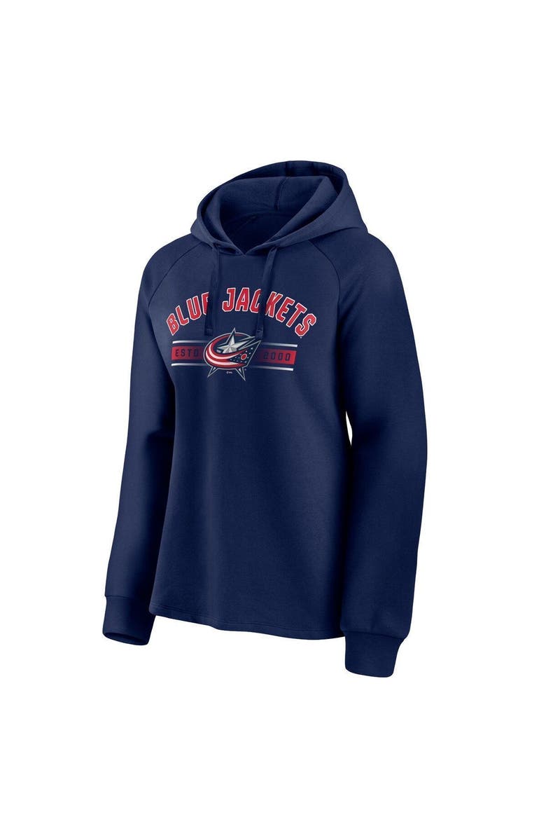 FANATICS Women's Fanatics Branded Navy Columbus Blue Jackets Perfect Play Raglan Pullover Hoodie, Alternate, color, 