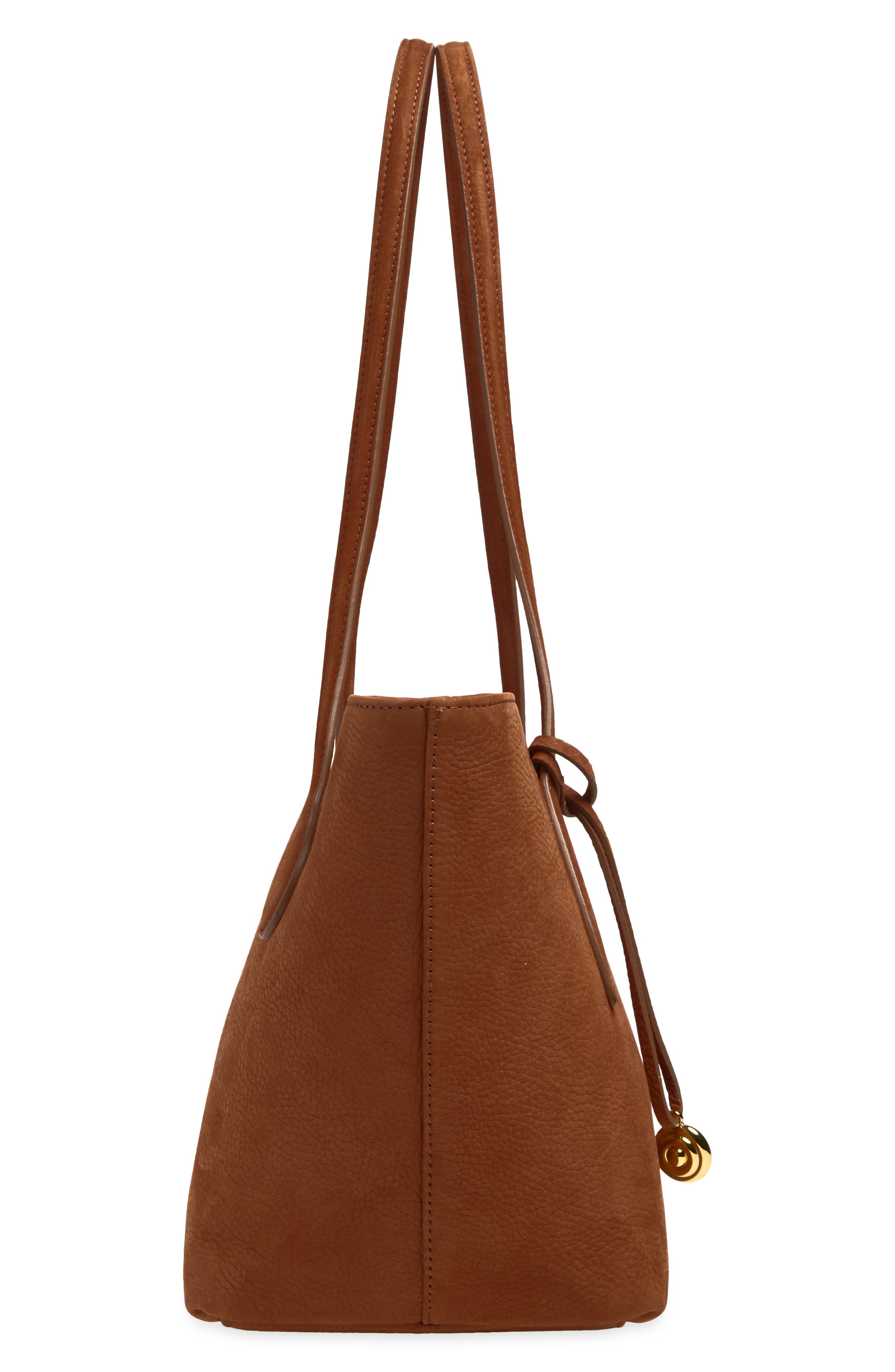 Midi Sprout Leather Tote, Alternate, color, RUST