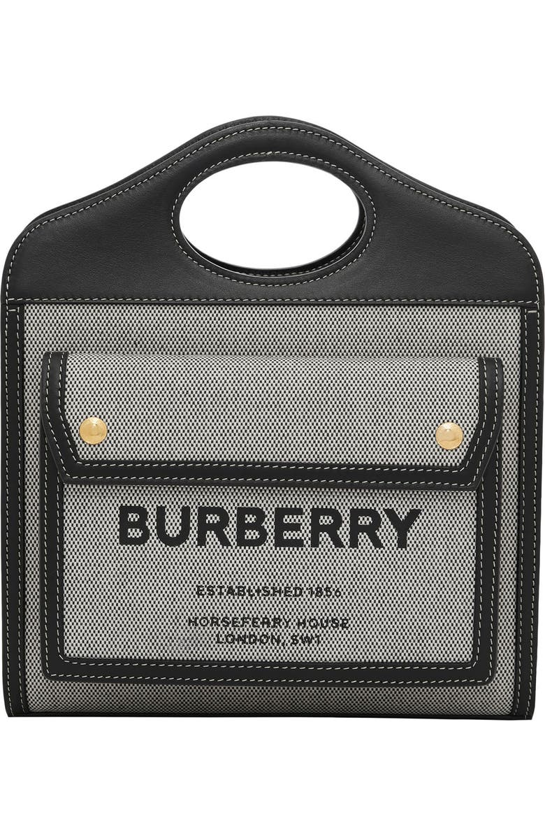 Burberry Mini Horseferry Logo Canvas & Leather Pocket Bag, Main, color,