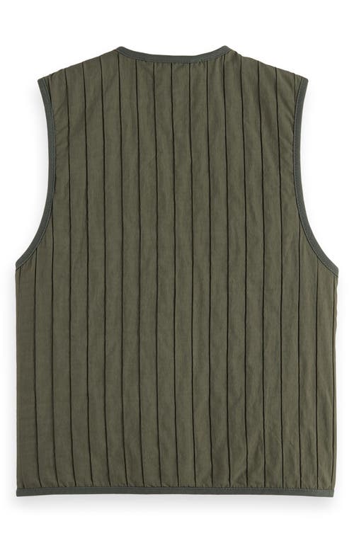 Scotch & Soda Kids' Patchwork Quilted Cotton Twill Vest In Green