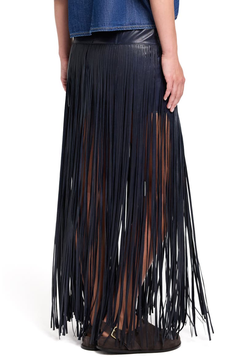 Tangled Up Genuine Leather Fringe Skirt, Alternate, color, MIDNIGHT