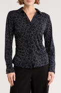 Adrianna Papell Long Sleeve Knit Button-Up Top