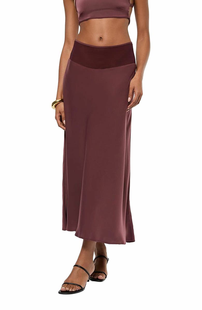 WeWoreWhat Midi Chiffon Cutout Skirt, Alternate, color, Merlot