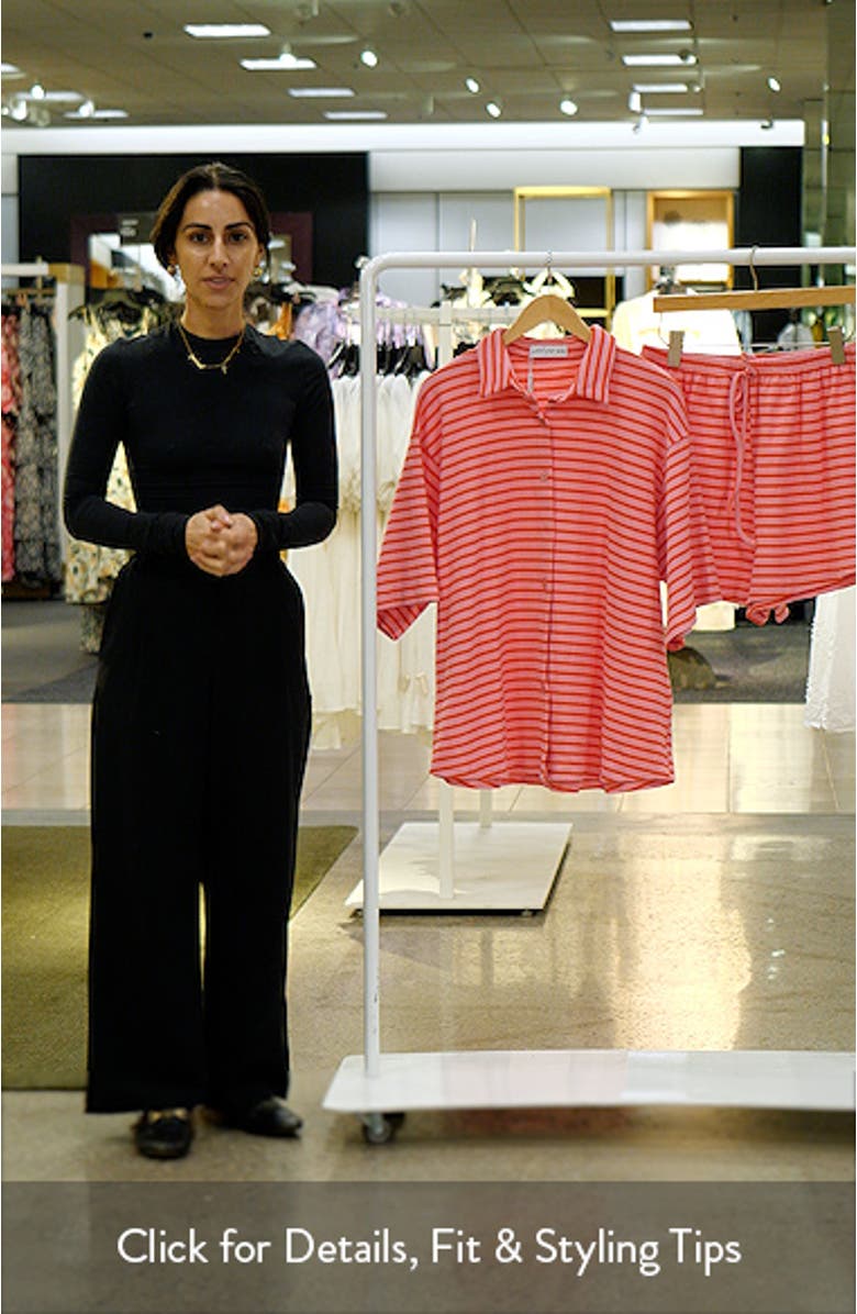 Alden Stripe Cotton Button-Up Shirt & Drawstring Shorts Set, sales video thumbnail