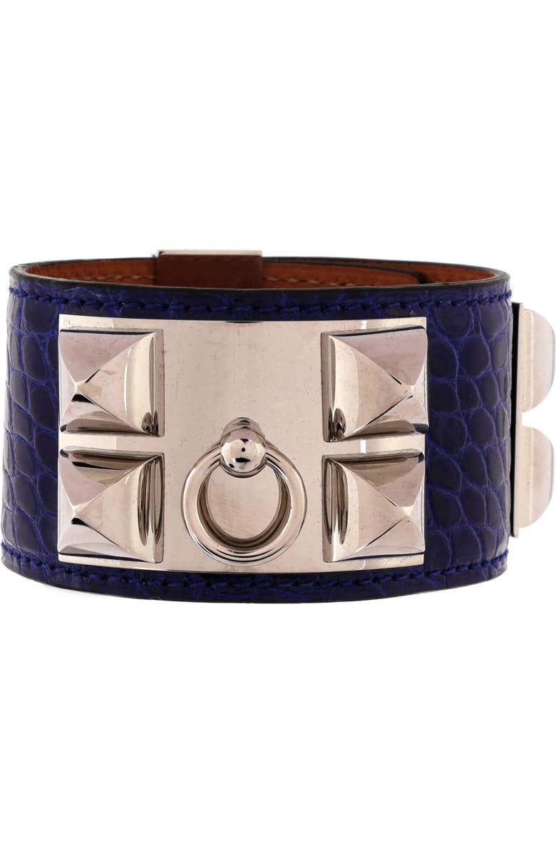 Pre-Owned Hermes Collier de Chien Bracelet Alligator, Main, color, Blue