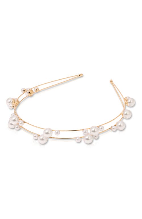 Ettika Multi Faux Pearl Headband In Gold