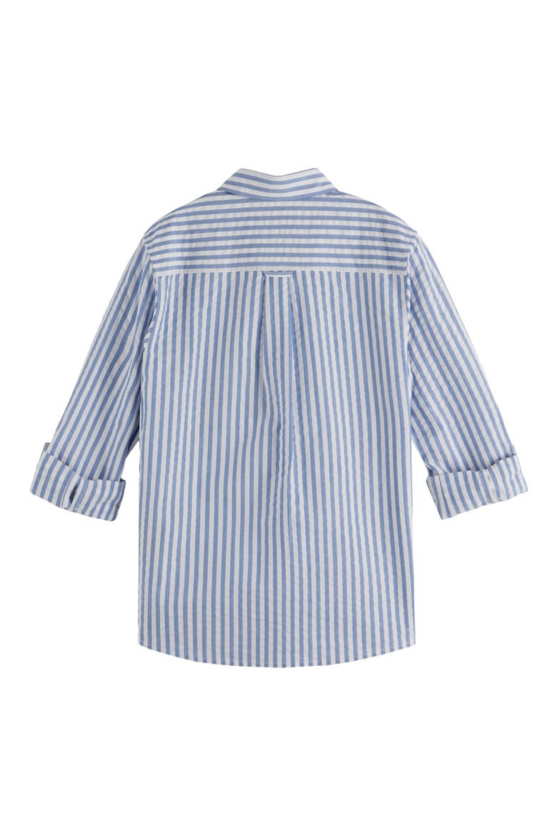 Kids' Stripe Cotton Button-Up Shirt, Alternate, color, SKY BLUE / WHITE STRIPE