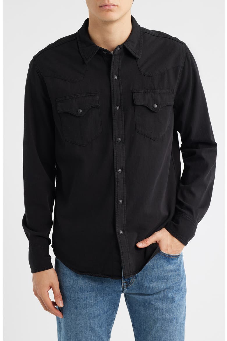 Snap Front Denim Button-Up Shirt, Alternate, color, BLACK