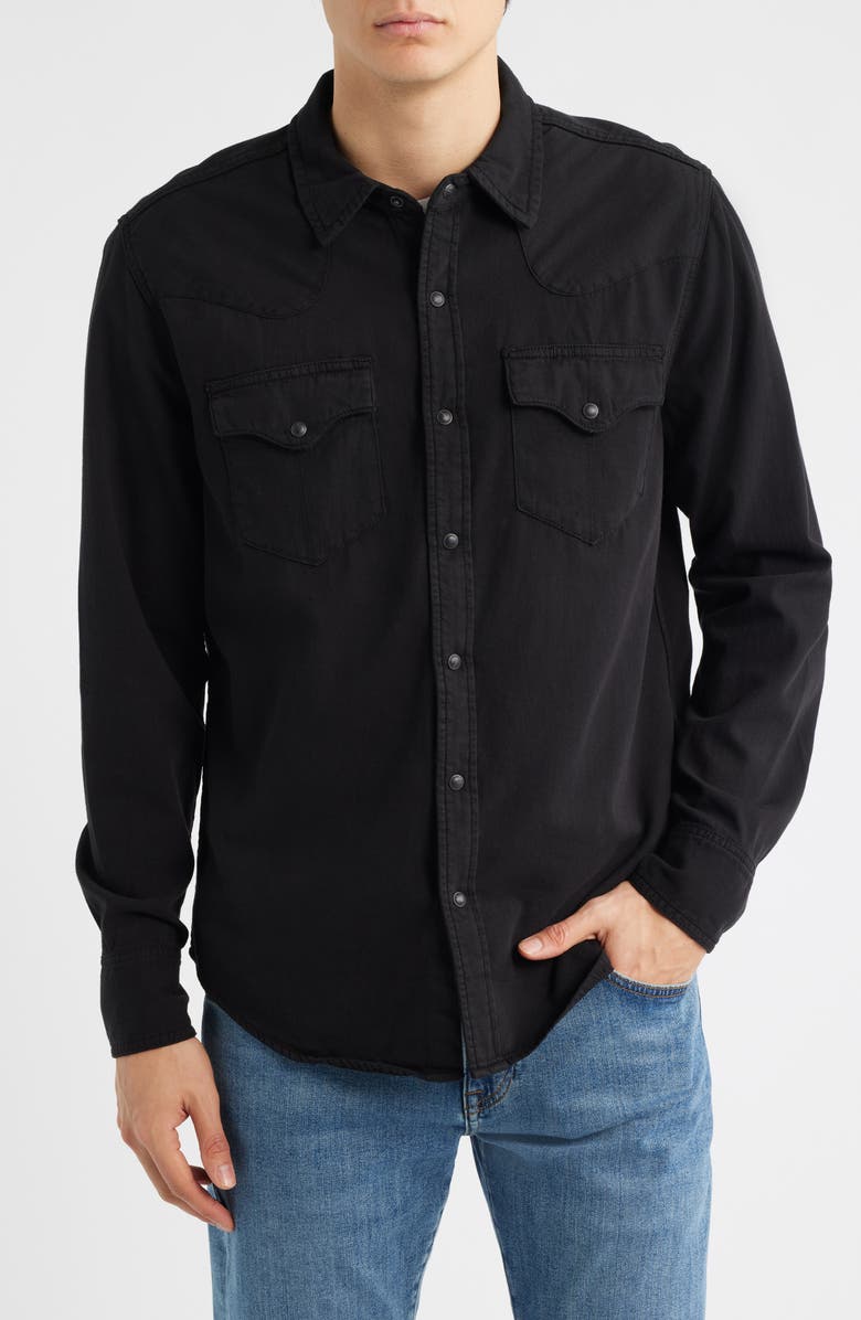 Tecovas Snap Front Denim Button-Up Shirt, Alternate, color, Black