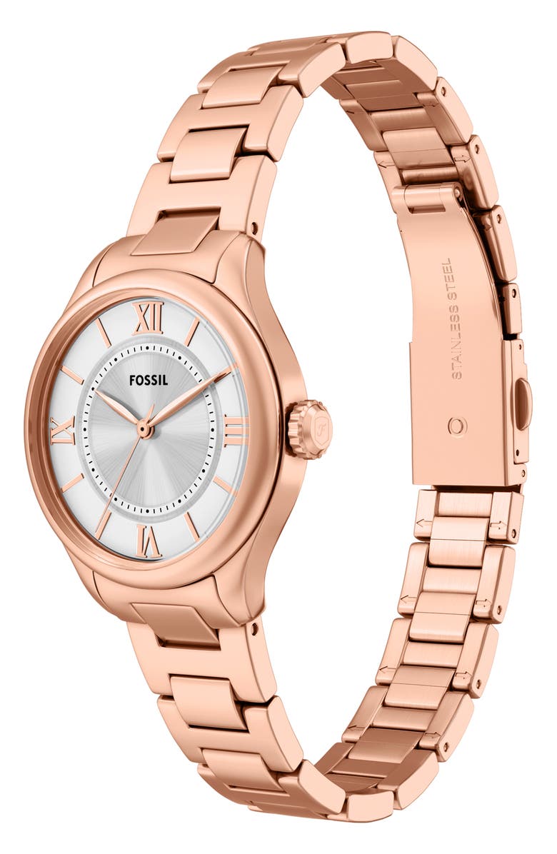 Fossil Gilmore Bracelet Watch, 28mm, Alternate, color, Rose/ Silver