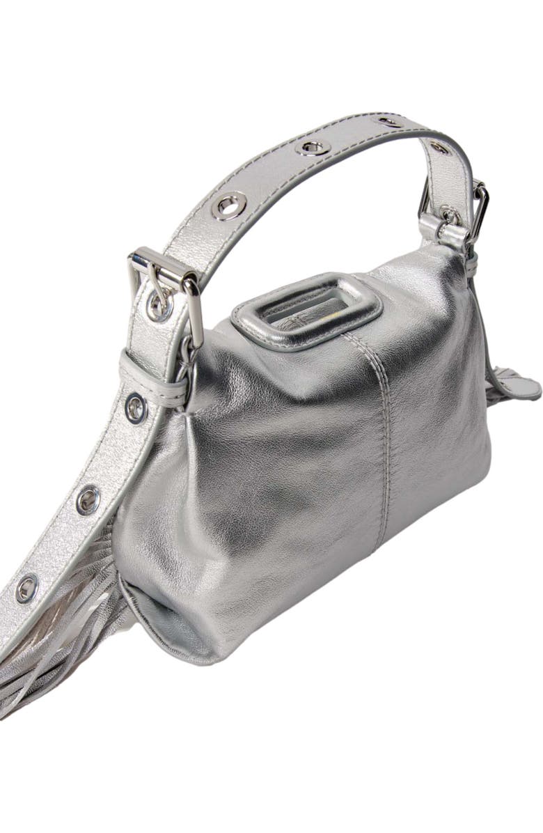 maje Metallic leather Miss M Mini bag, Alternate, color, Silver