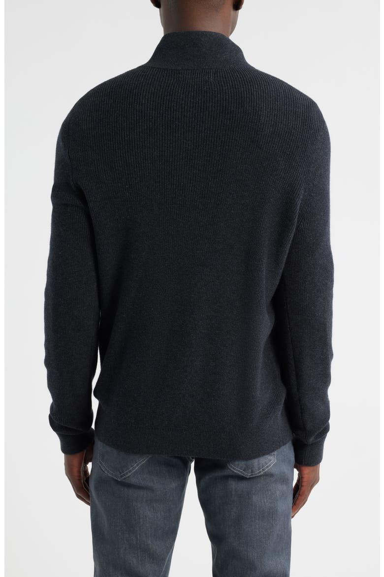 Cotton & Cashmere Quarter Zip Sweater, Alternate, color, BLACK COAL HEATHER