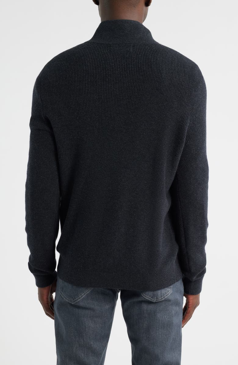 Nordstrom Cotton & Cashmere Quarter Zip Sweater, Alternate, color, Black Coal Heather