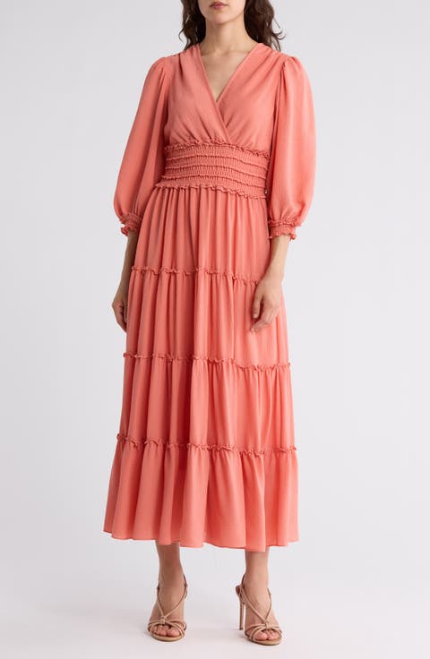 Balloon Sleeve Tiered Maxi Dress