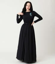 Unique Vintage Brooch Maxi Dress