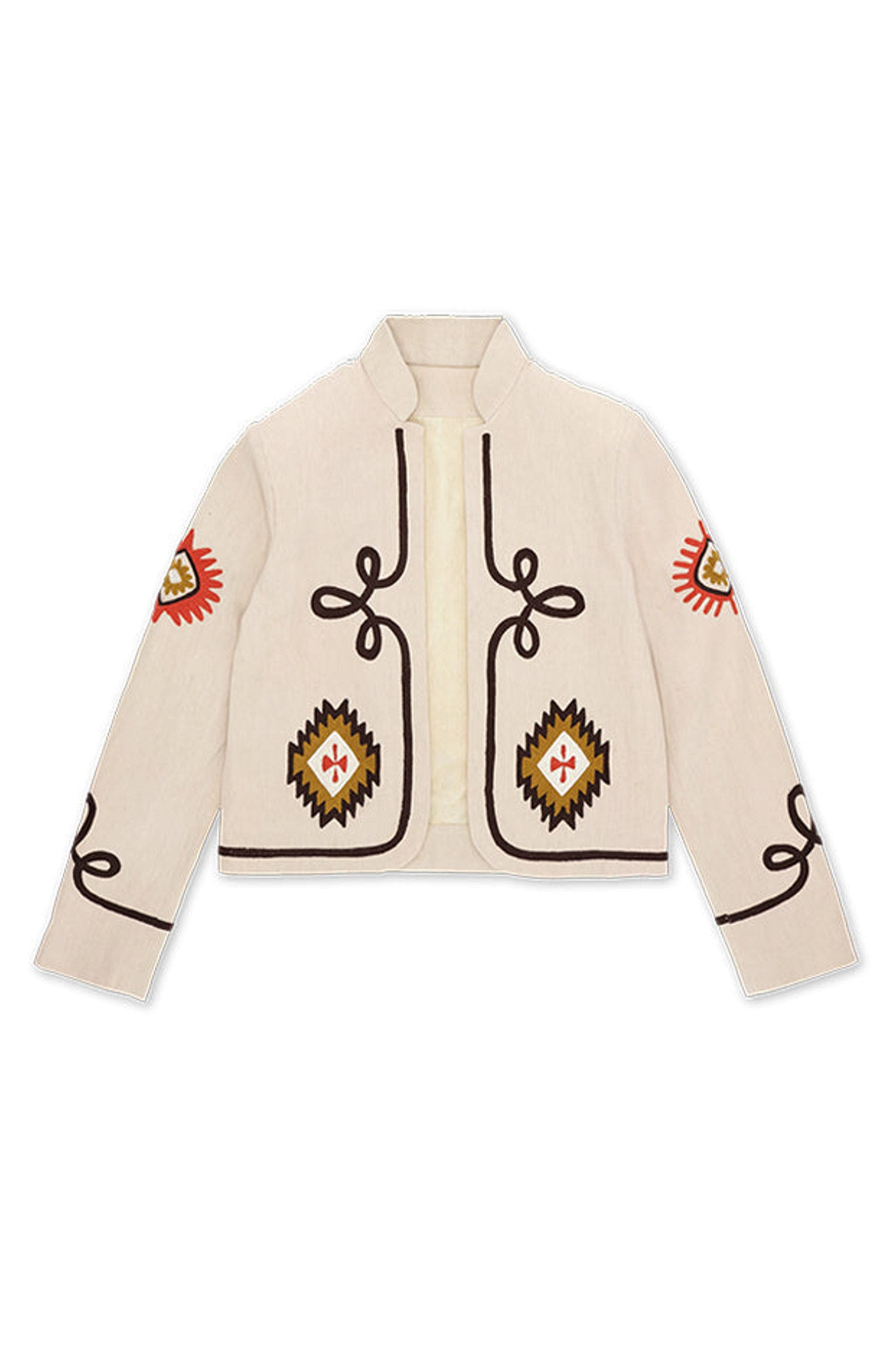 Fortela Marine Embroidered Cotton Bolero Jacket In Neutral