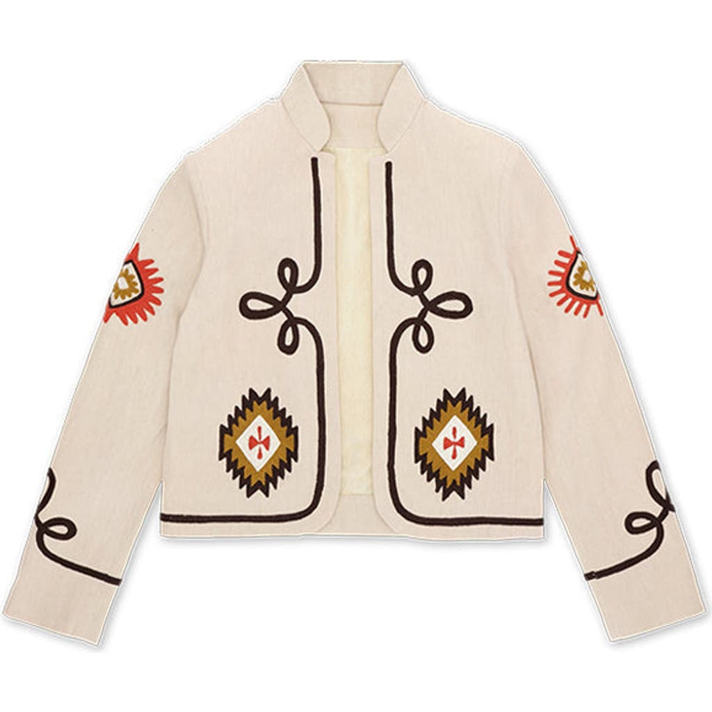 Fortela Marine Embroidered Cotton Bolero Jacket In Neutral