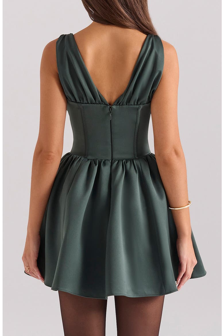 Emmeliette Satin Minidress, Alternate, color, FOREST GREEN