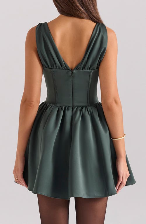 Shop House Of Cb Emmeliette Satin Minidress In Forest Green