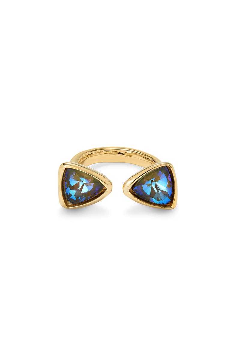 Ring with Two Pink Crystals, Alternate, color, Gold