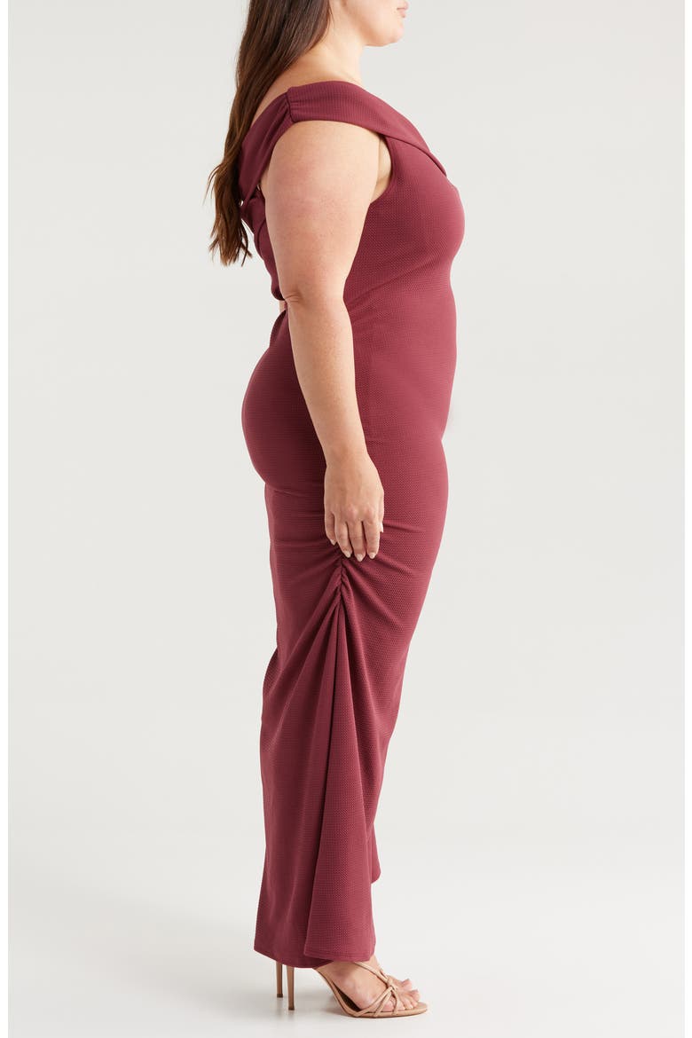 One-Shoulder Maxi Dress, Alternate, color, BRICK