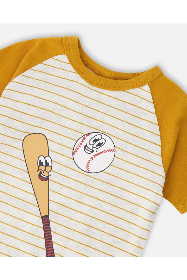 Organic Cotton Baseball Two-Piece Pyjama Set, Alternate, color, Grey Mix Baseball Print
