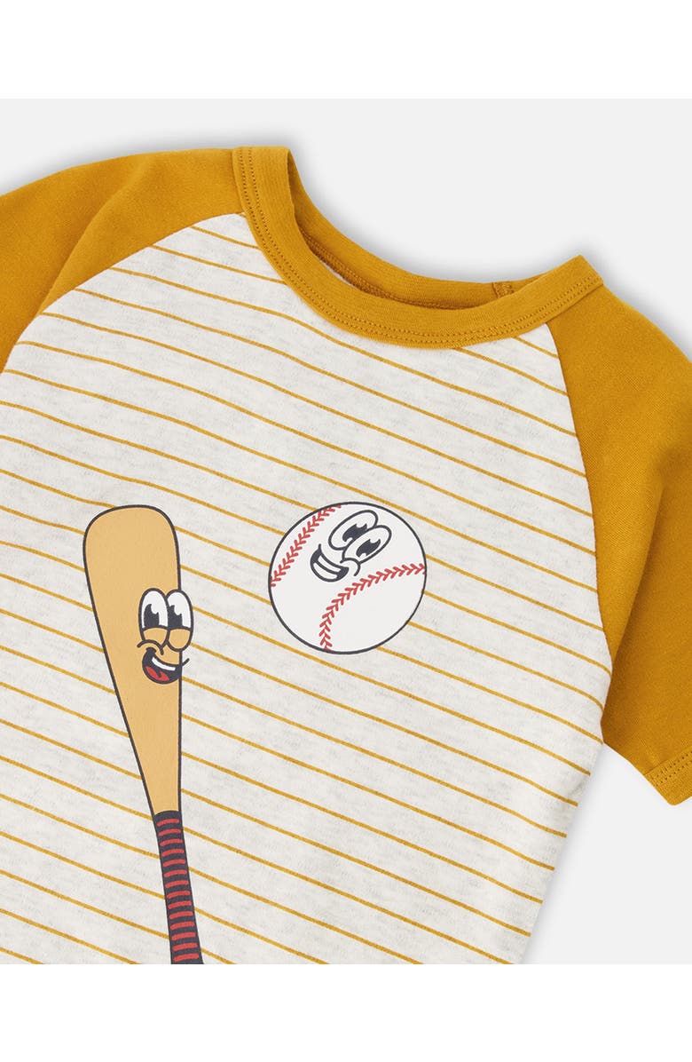 Deux par Deux Organic Cotton Baseball Two-Piece Pyjama Set, Alternate, color, Grey Mix Baseball Print