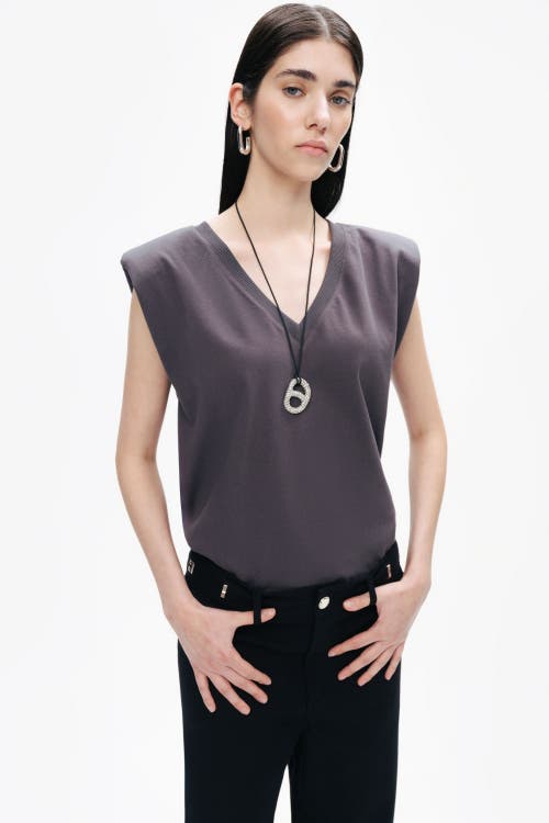 Shop Nocturne V-neck Padded T-shirt In Anthracite