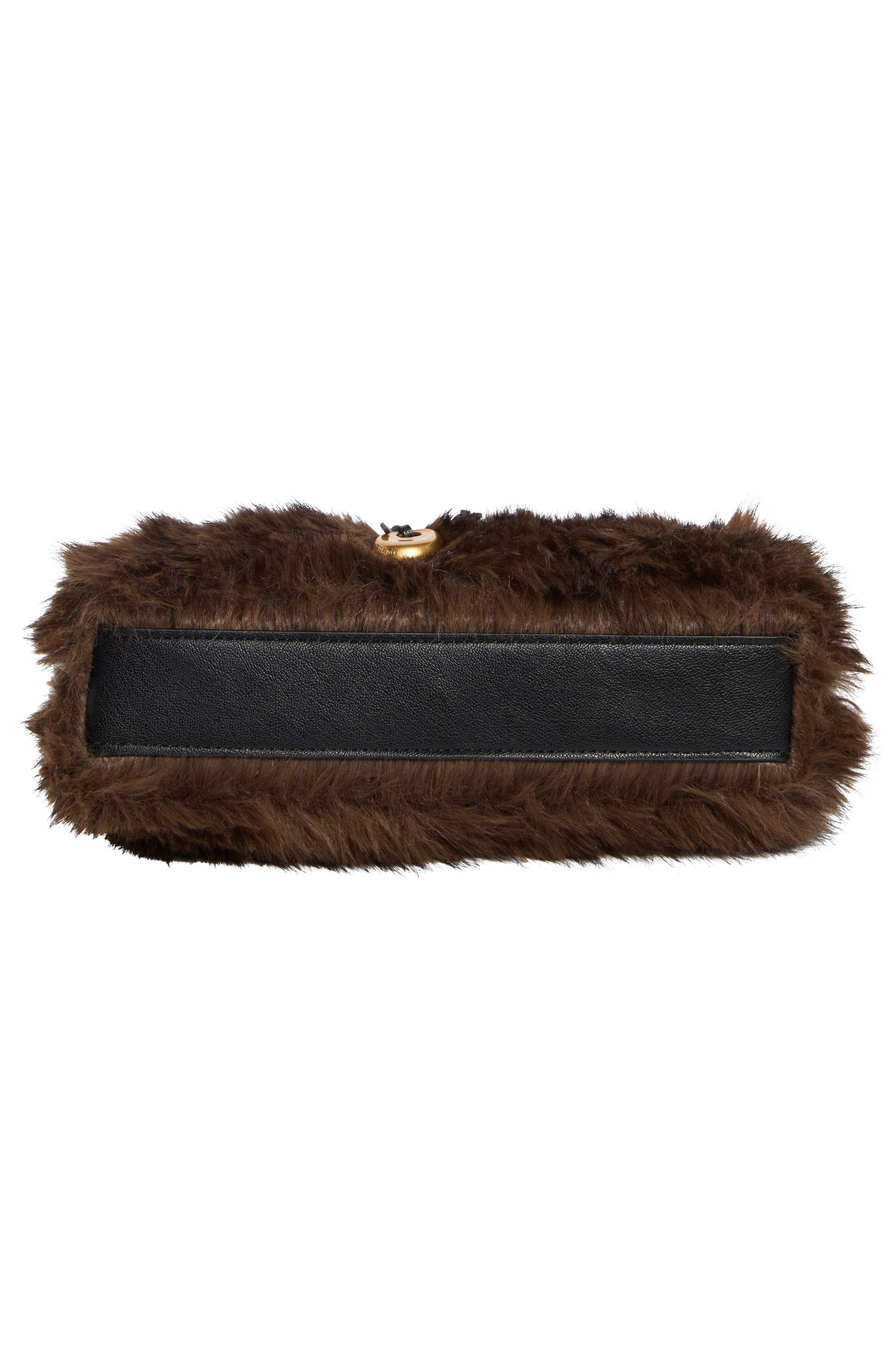 Bedie Faux Leather & Faux Fur Crossbody Bag, Alternate, color, BLACK FUR