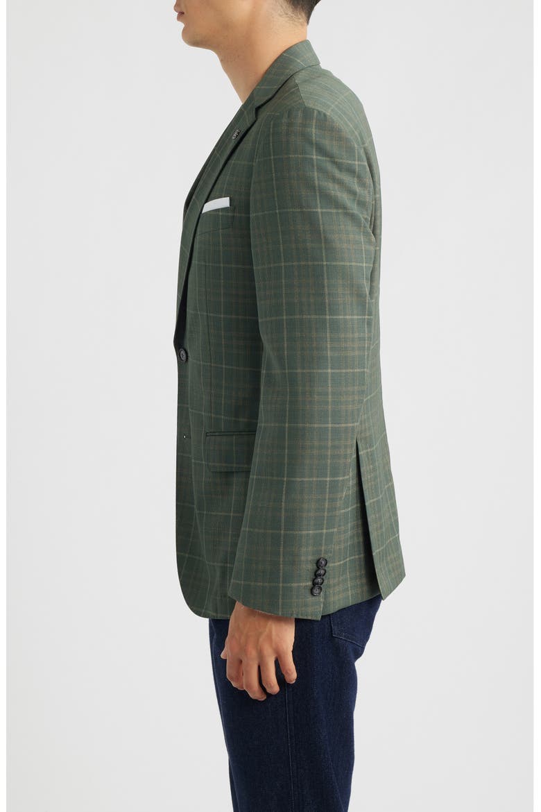 Hutson Slim Fit Green Windowpane Check Virgin Wool Sport Coat, Alternate, color, GREEN