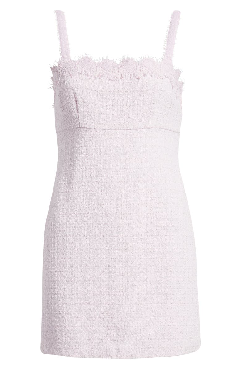 LoveShackFancy Willamina Lace Detail Cotton Blend Tweed Minidress, Alternate, color, Parasol Blush