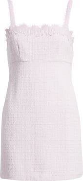 LoveShackFancy Willamina Lace Detail Cotton Blend Tweed Minidress