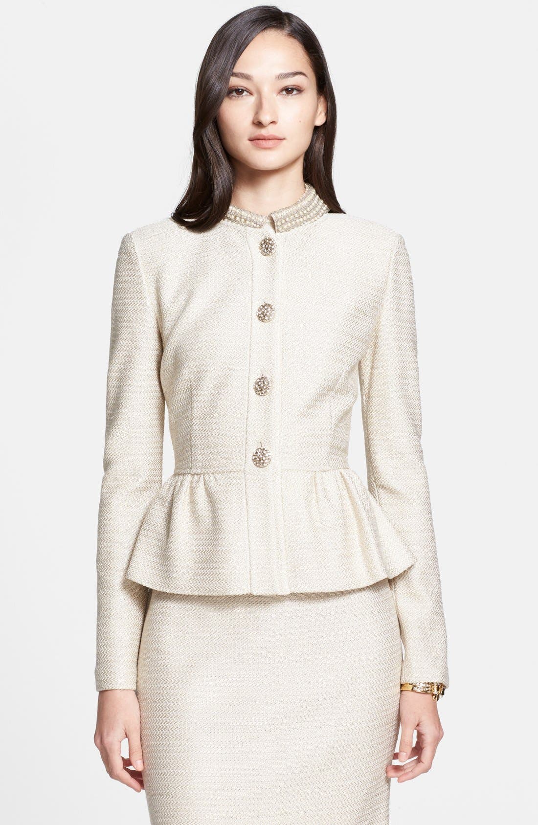 St. John Collection Sparkle Float Knit Collarless Jacket (Women ...