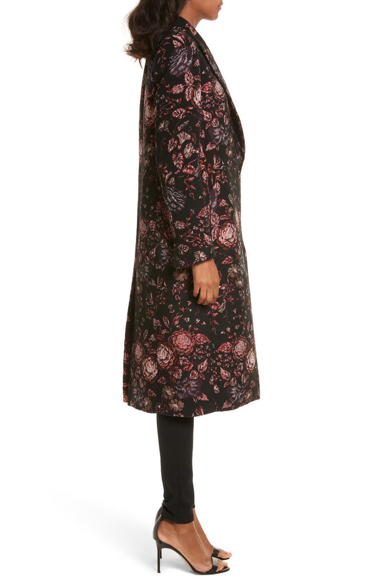 Smythe Floral Jacquard Peaked Lapel Coat, Alternate, color,