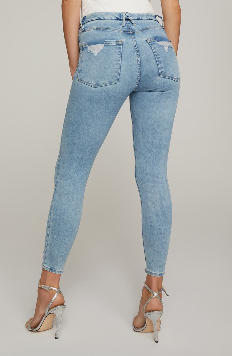 Good American Good Legs Chewed Hem Skinny Jeans, Alternate, color, 