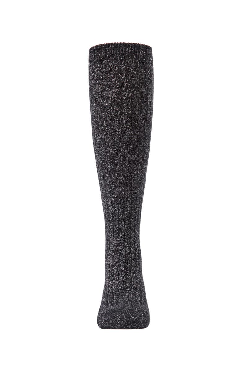 MeMoi Ribbed Shimmer Knee-High Socks, Alternate, color, Black