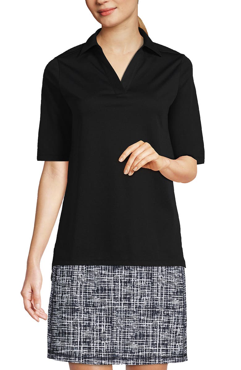 Lands' End Performance Pique Polo, Main, color, Black