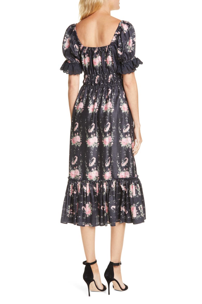 Terrence Silk Midi Dress, Alternate, color, BLACK COFFEE