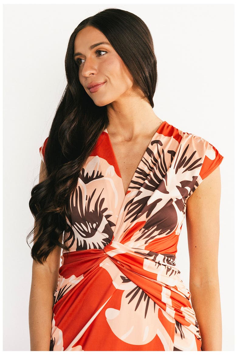 Cascada Twist Midi Dress, Alternate, color, Sunset Floral