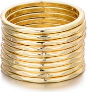 Adornia Set of 10 Hammered Band Rings