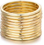 Adornia Set of 10 Hammered Band Rings