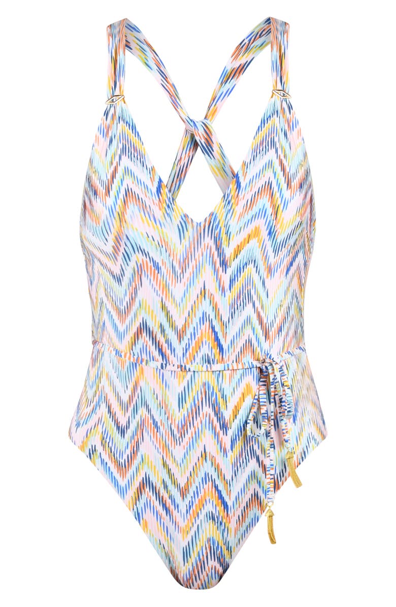 Sunshine 79 Soul Plunge One-Piece Swimsuit, Alternate, color, White Multi