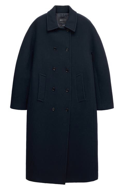 Double Breasted Virgin Wool Blend Coat