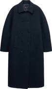 MANGO Double Breasted Virgin Wool Blend Coat
