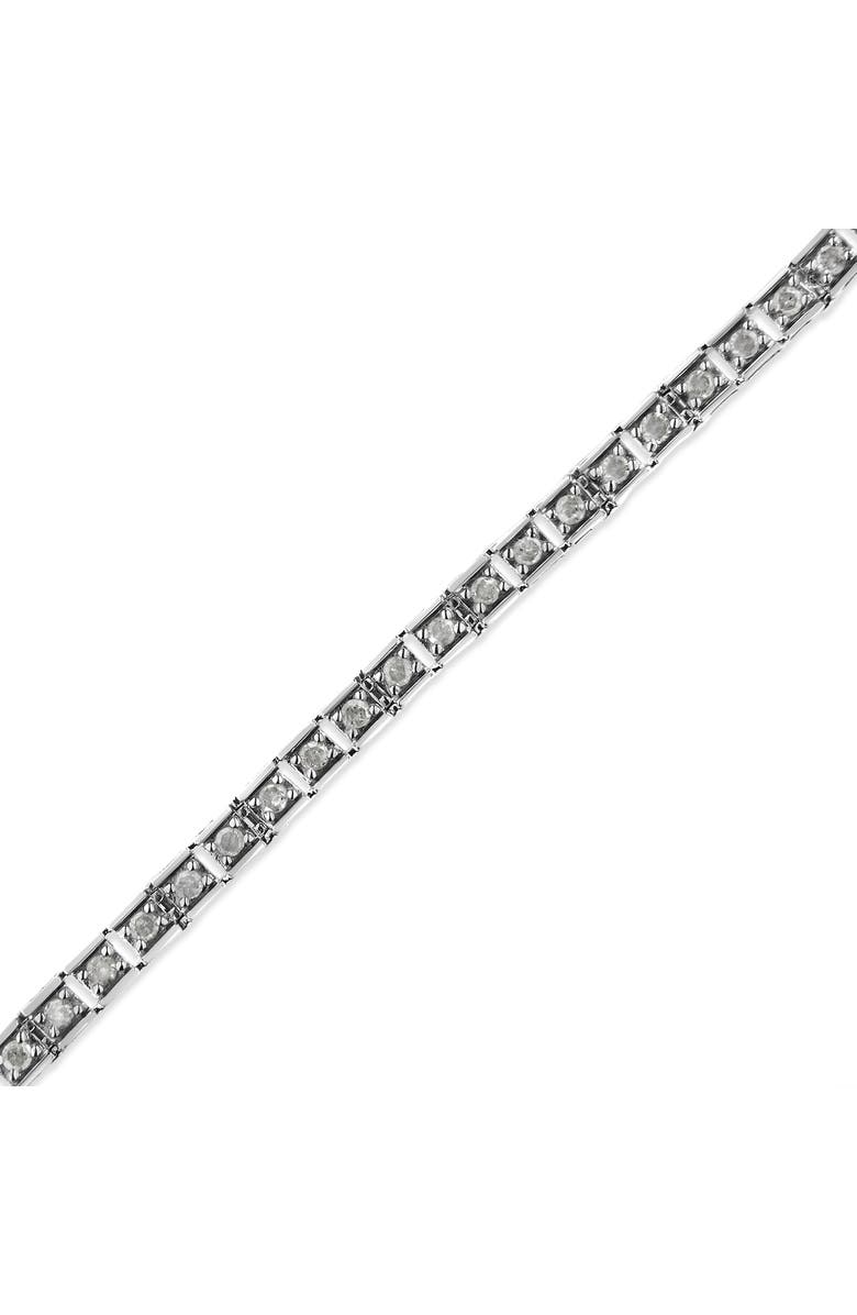 Haus of Brilliance Silver 1.0 Cttw Diamond Square Hybrid Link Tennis Bracelet, Alternate, color,