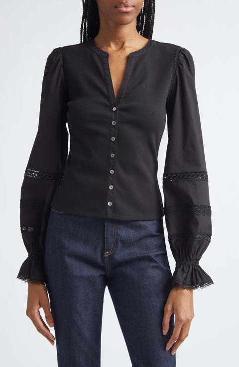 Ginny Lace Trim Puff Sleeve Top