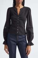 Cinq à Sept Ginny Lace Trim Puff Sleeve Top